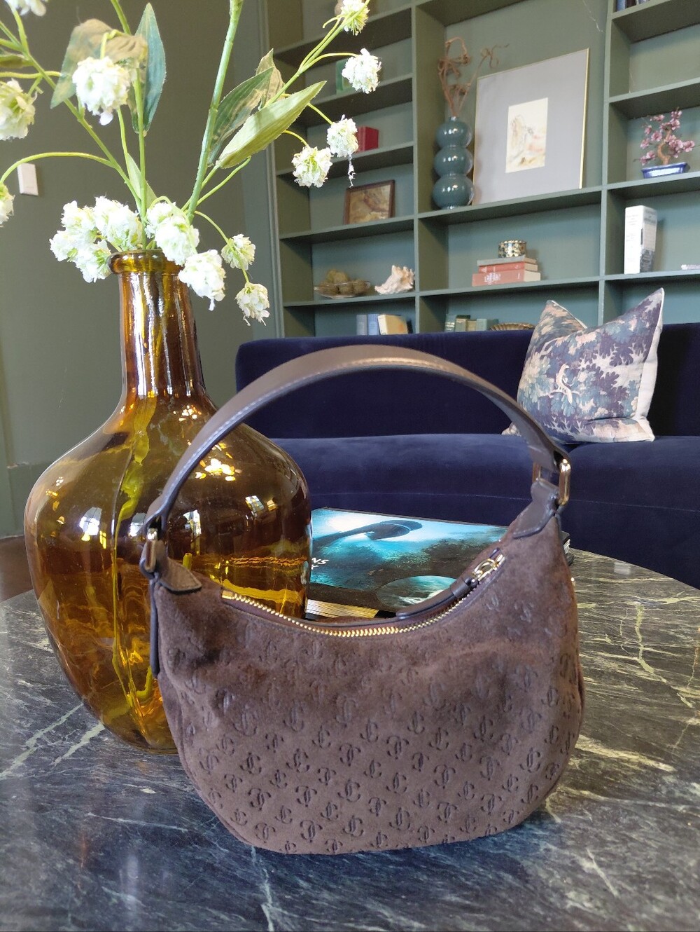 NWT Suede JIMMY CHOO MONOGRAM BAG